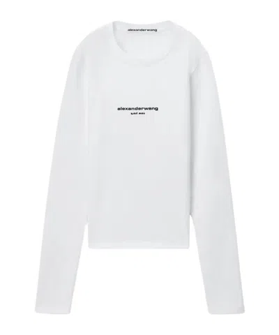 Alexander Wang Logo Print Slim Fit Long Sleeve T-shirt In White