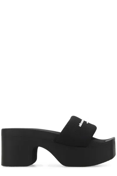 Alexander Wang Logo-print Strap Heel Sandals In Black