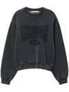 Alexander Wang Charcoal Cotton Blend Oversize Sweatshirt In Black