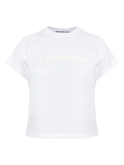 Alexander Wang Cropped Fitted T-shirt With Minimalist Logo In Neutral