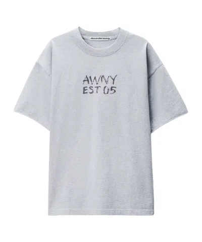 Alexander Wang Logo-print T-shirt In Gray