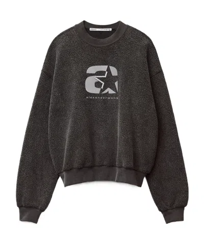 Alexander Wang Logo-print Terry Sweatshirt In Black