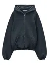 Alexander Wang Logo-print Zip-up Hooddie In Gray