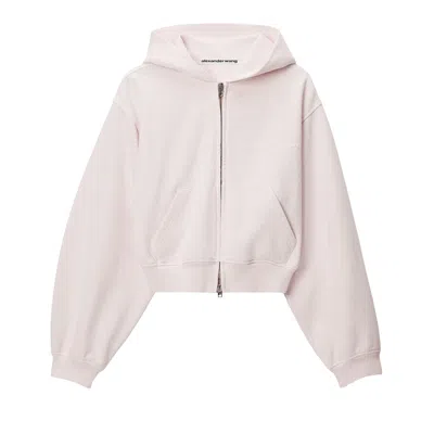 Pre-owned Alexander Wang Logo Print Zip-up Hoodie 'washed Light Pink' | Women's Size S