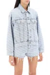 Alexander Wang Logo Printed Cotton Denim Jacket In Blue