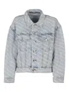 Alexander Wang Falling Back Logo-print Denim Jacket In Lavado Claro