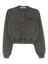 Alexander Wang Terry Shrunken Cardigan In Gray