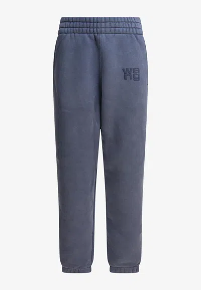 Alexander Wang Logo Puff Print Track Pants In Blue