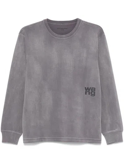 Alexander Wang Logo-raised T-shirt In Grey