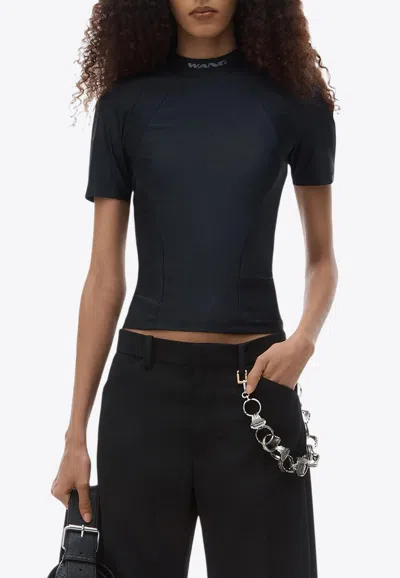 Alexander Wang Logo Rashguard Short-sleeved Top In Black