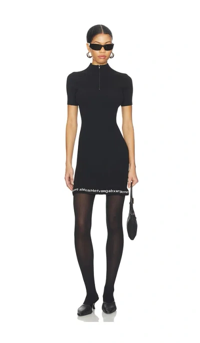 Alexander Wang Ribbed Short-sleeve Fitted Dress Clothing In Black
