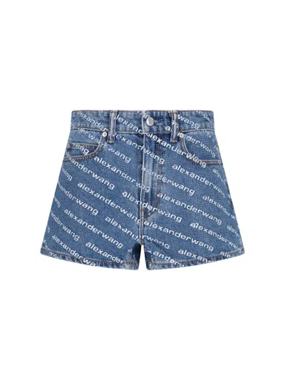 Alexander Wang Logo Shorts In Blue