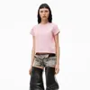 Alexander Wang Logo Shrunken Tee In Compact Jersey In Acid Candy Pink