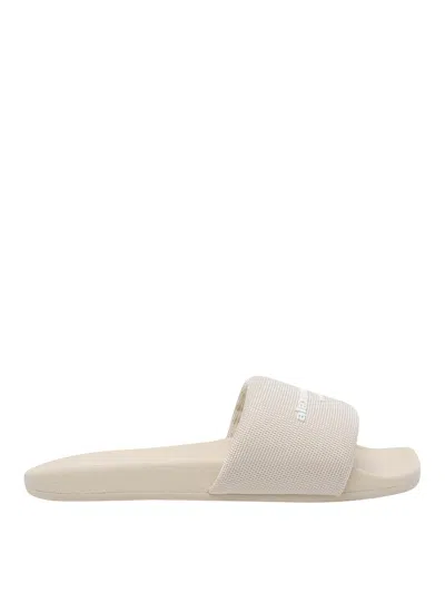 Alexander Wang Logo Slide Sandals In Neutral