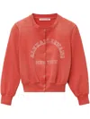 Alexander Wang Shrunken Cotton Terry Cardigan In Red