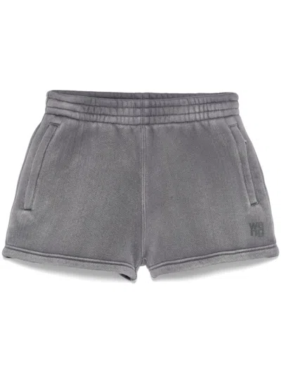 Alexander Wang Logo-stamp Mini Shorts In Grey