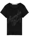 Alexander Wang Crystal Hotfix Tee In Ribbed Jersey In Black