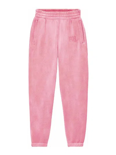 Alexander Wang Logo Sweatpant In Essential Terry In Pink