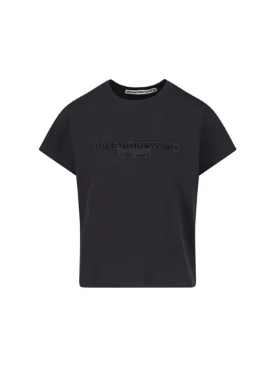 Alexander Wang Charcoal Cotton Oversize T-shirt In Black