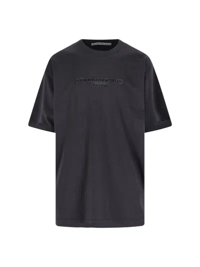 Alexander Wang Washed Jersey Oversized Unisex T-shirt Wth Logo Patch In Black