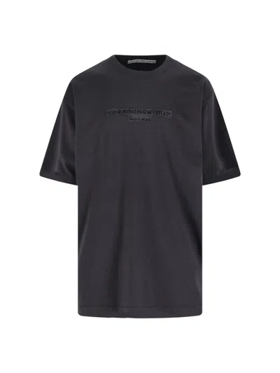 Alexander Wang Washed Jersey Oversized Unisex T-shirt Wth Logo Patch In Black