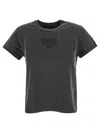 Alexander Wang Graphic Shrunken Cotton Rib T-shirt In Grey