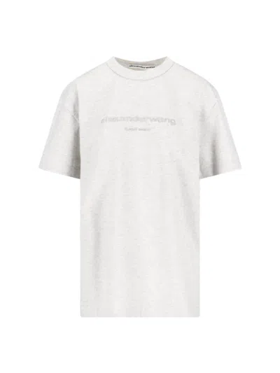 Alexander Wang Logo T-shirt In Lightheathergrey