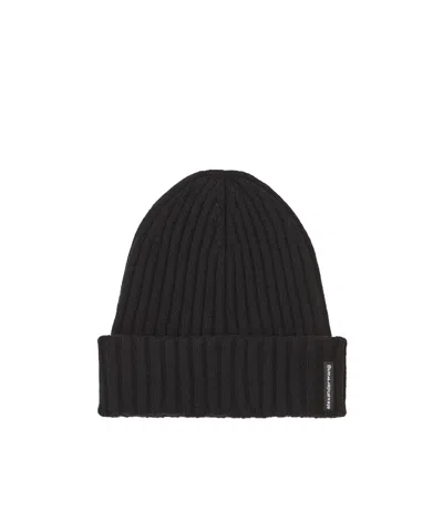 ALEXANDER WANG ALEXANDER WANG LOGO FLAG TAG RIBBED BEANIE