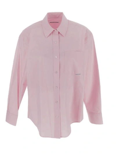 Alexander Wang Logo Tag Buttoned Shirt In Light Pink