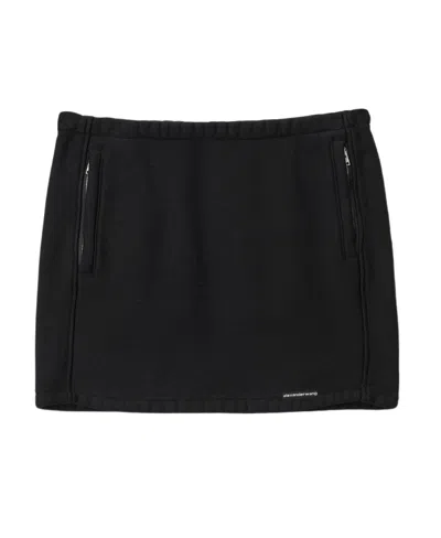 Alexander Wang Logo-tag Cotton Miniskirt In Black