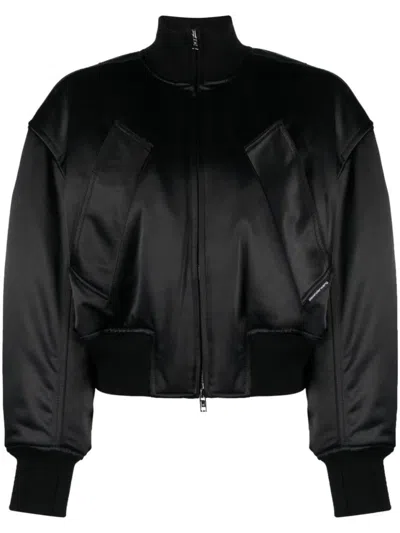 Alexander Wang Logo-tag Padded Bomber Jacket In Black