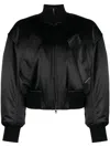 Alexander Wang Cropped Padded Cotton-blend Satin Bomber Jacket In Black