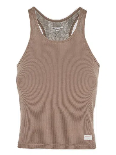 Alexander Wang Micro Ribbed T-shirt In Beige