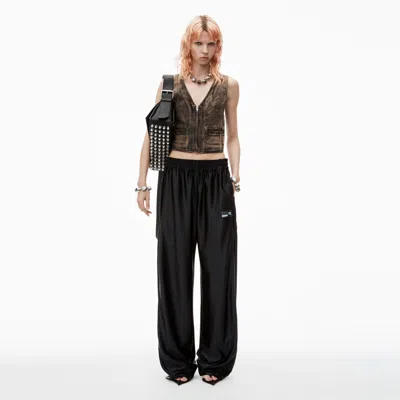 Alexander Wang Logo Track Pant With Piping In Black