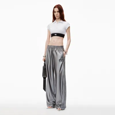 Alexander Wang Logo Track Pant With Piping In Earl Grey