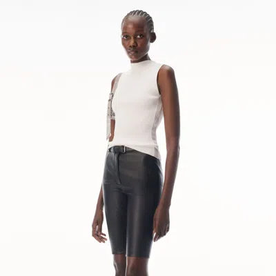 Alexander Wang Logo-tape Ribbed Tank Top In White