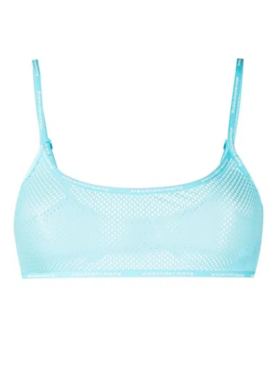 Alexander Wang Classic Logo Bandeau Bra In Fluro Cyan