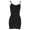 Alexander Wang Logo-trim Ribbed Mini Dress In Black Viscose In Black