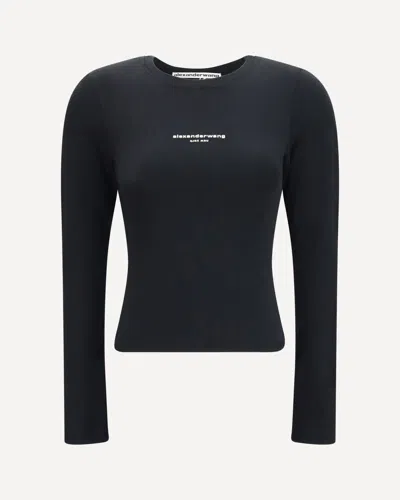 Alexander Wang Black Cotton Long Sleeve T-shirt In Blue