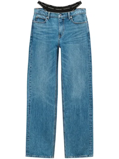 Alexander Wang Mid-rise Relaxed Jeans With Pre-styled Logo Brief In 473 Vintage Medium Indigo