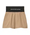 Alexander Wang Cotton And Nylon Shorts With Branded Waistband In Brown