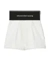 Alexander Wang Logo-waist Pleat-detail Shorts In White