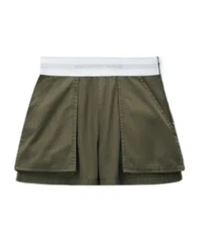 Alexander Wang Logo-waistband Cotton Cargo Shorts In Green