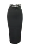 Alexander Wang Logo Waistband High Waisted Pencil Skirt In Black Polyamide In Black