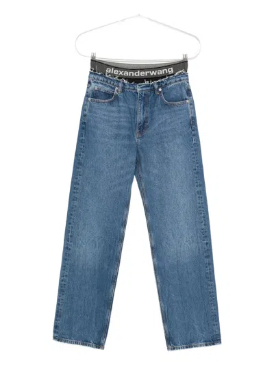 Alexander Wang Logo-waistband Jeans In Blue