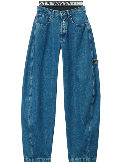 Alexander Wang Logo-waistband Jeans In Blue