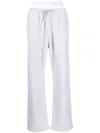 Alexander Wang Logo Elastic Waist Wide Leg Cotton Sweatpants In Grey