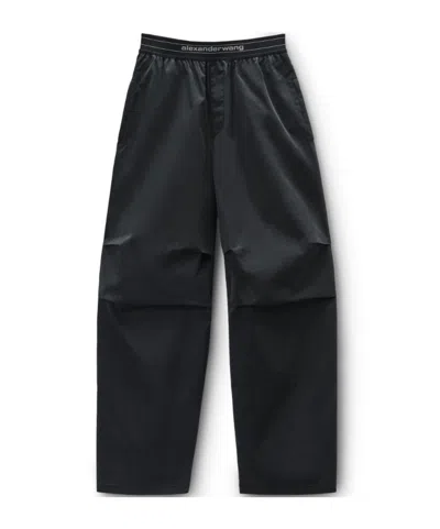 Alexander Wang Logo Waistband Mid-waisted Pants In Black