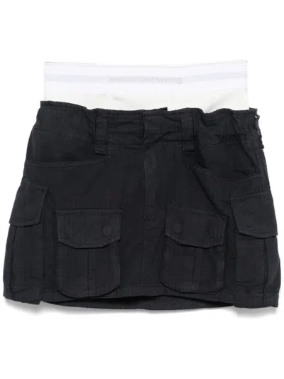 Alexander Wang Logo-waistband Mini Skirt In Blue