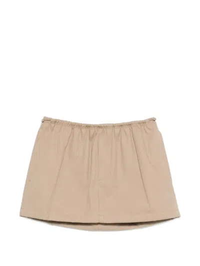 Alexander Wang Logo-waistband Mini Skirt In Neutral